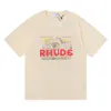Rhude Designer Tshirts Tide Printed Herr t-shirts Herr Kvinnor Do Old Rund Neck Kortärmad T-shirts High Street Hip Hap Treetwear Rhudes Oversize Toppar