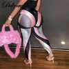 Dulzura irrégulière rayure imprimé taille haute Leggings sportif décontracté Push Up Fitness Sexy Streetwear femmes été bas 220725