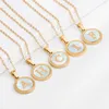 Pendant Necklaces 30pcs/lot Titanium Stainless Steel Gold Color Round Shell Initial Letter Chain Necklace For Women Jewelry WholesalePendant