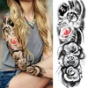 NXY Tymczasowy Tatuaż Sexy Długie Full Arm Rose Clock S Dla Mężczyzn Kobiety Tatoo Body Nogi Sztuki Makijaż Duży Tygrys Fałszywy Naklejki 0330