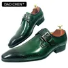 Dres Shoe Luxury Brand Men Loafer Monk Strap Shoe Genuine Leather Fashion Black Green Office Wedding Casual 220723