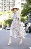 Women's Runway Dresses O Neck Half Sleeves Floral Printed Fashion High Street Midi Dress Vestidos