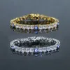 Bracelets de Tennis en cristal de mode 5A CZ glacé yeux bleus turcs Bracelet à breloques en perles Bracelets de luxe pour femmes filles bijoux