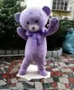 Akes urso de pelúcia mascote animal traje roxo lavanda mascote urso