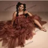 Strapless Prom Klänningar för Baby Shower Gowns Tiered Ruffles Kvinnor Kvinnor Foto Shoot Dress Party Vestido de Novia