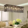 Lampy wiszące restaurację prostokątny czarny szklany żyrandol kryształowy lampka jadalnia wisząca LED Nowoczesny połysk oświetlenia