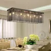 Lampade a sospensione Ristorante Lampadario rettangolare in vetro nero Lampadario di cristallo Sala da pranzo Lampada a sospensione a sospensione a LED con illuminazione moderna