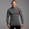 Men's Polos Brand Gyms Fashion Zipper Shirt Mens Muscle Workout Casual Sports Long Sleeve Sporting Fitness ShirtsMen's Men'sMen's