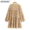 Donne Fashion with Naphel Floral Stampa mini vestito Vintage Long Smocking Smocking Elastic Female Dresses Vestidos 220526