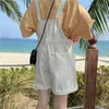 Kobiety Jumpsuits Rompers Summer White Denim Jumpsuit Retro HARAJUKU HIGH TALIST WIĘKSZE DLEGINY NEANS BOJESS KIERŚCIEŃ ROUNK SING KREKTY SUKSU