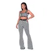 Kvinnor Tracksuits Sommarkläder Tryck Plaid Running T-shirt Byxor Sportkläder Pullover Vest Flared Byxor Outfits Crop Top Ärmlös Leggings Bodysuits 01989