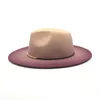 Cappelli a tesa larga Vintage Fedora da donna Autunno Inverno Feltro Jazz Caps Gradient Rose For Lady Simple Panama Men Top Bowler Hat Scot22