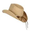 Bohême femmes creux Western Cowboy chapeau dame plage Sombrero Hombre paille Panama Cowgirl Jazz soleil casquettes taille 56 58CM 220813