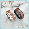 Bandringen sieraden 8 mm roestvrijstalen heren mozaïek hout graan titanium houten ring voor vrouwelijke mannen mode in bk drop levering 2021 aqzb1