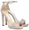 2022-Landon Luxury Misty Sandals Ankle Strap Pumps Glitter & Suede Leather High Heels Wedding Party Dress Women's Sexy Walking Shoes