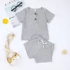 Girls Clothing Sets Designer Clothes Kids Solid Pit Striped Tops Pants Suits Summer Boutique Baby Shirts Shorts Outfits Breathable Casual Drawstring Pants B8094
