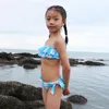 INS Girls Dwuczęściowy syrena stroju kąpielowego Ruffle Designer Suspender Beachwear 4-14t Śliczna dziewczyna błyszcząca bikini dzieci letnie wygodne stroje kąpielowe