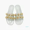 Kvinnor Sandaler Mode Pearl Design Elegant Flat Tofflor Välversion Low Heel Ladies Flip Flop Casual Shoes