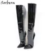Sorbern – bottes hautes noires solides pour femmes, talons hauts de 18Cm, bout pointu, taille européenne 36-46, bottes de styliste avec fermeture éclair verrouillable