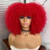 Saç sentetik peruklar cosplay kısa saç Afro Kinky Kıvırcık Peruk Siyah Kadınlar Cosplay Sarışın Sentetik Doğal Peruklar Afrika Ombre Glueless Hight Sıcaklığı 220225