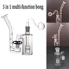 Bong in vetro Narghilè multifunzione 3 in 1 pipa ad acqua per fumatori con adattatore per gancio a J 14mm Ash Catcher Dab Oil Rigs con tubo per bruciatore a nafta maschio