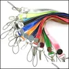 Keychains Fashion Accessories 10Pcs Couple Pure Color Neck Lanyard Keychain Mobile Phone Strap Id Badge Holder Rope Key Keyrings Cosplay Dro