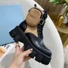 Botas de designer de alta qualidade clássico não deslizamento rois martin sapatos nylon deserto militar combate botas curtas camada removível de couro para mulheres caixa externa p8889