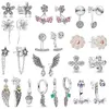 Designer 925 Argent Boucles D'oreilles Femmes Nouveau Luxe Original Fit Pandora Cercle Fleur Plume Pendentif Mode Tendance Boucles D'oreilles DIY Dames Cadeaux