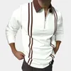 Men camisa pólo manga longa moda impressão zíper cor de combinação roupas de luxo outono camisetas masculino camisetas melhores jardas dos EUA 220524