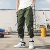 Hip Hop Joggers Pantalones de carga HAREM Harem Multi Pocket Ribbons Man Swear Searlwear Casual S5XL GX220524