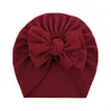 Bonnet casquettes solide pépinière hôpital Turban chapeau bonnet Bonnet avec noeud noeud pour bébé filles tout-petits nouveau-nés nourrissons