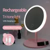 Specchi compatti Il desktop leggero tricolore può contenere un cuore pieghevole portatile per ragazza piccolo con specchio cosmetico illuminatoCompatto