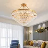 Nordique ampoule cristal lampe LED lustre or métal luminaires rond luxe lampes suspendues pour salon salle à manger chambre