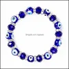 Charm Bracelets Jewelry Turkish Blue Eye Bracelet Handmade Amet Religious Evil Nazar Crystal For Women Girl Drop Delivery 3Ofi7