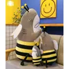 Ny 35 cm Strange Shark Bee Plush Pillow Toy Dolls Creative Shark Doll Birthday Present Grey Ups eller DHL