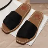 2022 Sandaal Nieuwste Branded Vrouwen Woody Muilezels Fflat Slipper Deisgner Lady Belettering Stof Outdoor Lederen Zool Slide