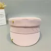 Berets Ankunft Frühling Sommer Caps Frauen Sboy Cap Mit Ohrringe Brief Militär VisierBerets