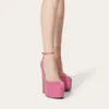 مضخات جلدية سميكة جديدة أحذية نساء فائقة الكعب العالي روما صندل الصيف الصيفي الأزياء الأزياء