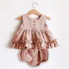 Детская одежда Девушка набор без рукавов летнее платье   короткое органическое хлопок рожденные шорты 220509