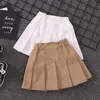 2-16Years Summer Mini Skirt for Kids Girls Solid Color Khaki Tutu Skirts Fashion Student Clothes Teenage School White Miniskirt 220423