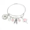 Partihandel Nya Ankomst Charmiga Ballettskor Rosa Ballerina Armband Gåvor för dansare Snap Smycken Utökad tråd Bangle Liobonar Snap Button Charm