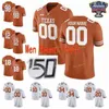 Thr NCAA College Maglie Texas Longhorns 12 Earl Thomas III 15 Marcus Washington 16 Jake Smith 17 Cameron Dicker Calcio personalizzato cucito