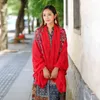 Bufanda de lino de algodón bordado bufanda folclórica de algodón literario y artístico estilo folclórico bordado larga primavera versátil versátil