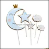 Party Decoration Crown Moon Clouds Star Happy Birthday Cake Toppers Dream Baby Shower Diy Baking Dessert Insert Flags Xmas Decor Drop Delive