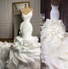 Vestidos de noiva elegantes de sereia 2022 Sweetheart Pleat Ruffles Skirt Organza Chapel Custom Train Formal Bridal Gowns Vestido de Novia B0623G02