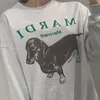 Moletons femininos moletons retro brincalhões fofos dachshund letra de cachorro impressão pullover feminino 2022 coreano