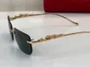 New Carti Sunglasses Designer Womens Mens Fashion Accessory Champagne Gold Mirror Inlaid Leopard Gold Polished Metal Glasses Frame Female