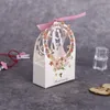 20 pz / set nuovo design floreale contenitore di caramelle per matrimoni fiocco confezione regalo sacchetto di biscotti per borsa dolce bomboniere regalo per ospiti 4x8x12 cm CX220423