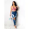 A T-Shirt Feminina Feminina Sequin Dance Belly Bustier Sexy Forma Borboleta Colorida Lantejoulas Alça Backless Crop Tops MT4528