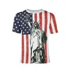 Amerikanische Flagge Muster USA Großhandel Übergroßes T-Shirt Junge Sommer Sublimationsdruck Polyester Urlaub Strand Party Jersey Bekleidung 220609